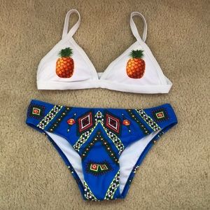 Pineapple top and matching Aztec print bottom